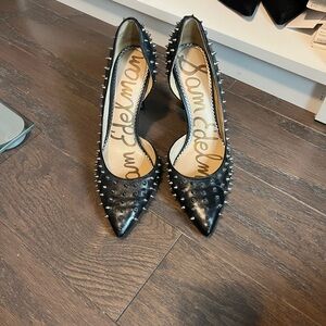Sam Edelman Black Spiked Pointed-Toe Pumps